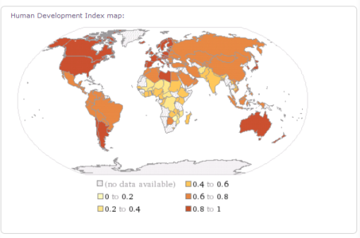 Dynamic living map of the Human Development Index