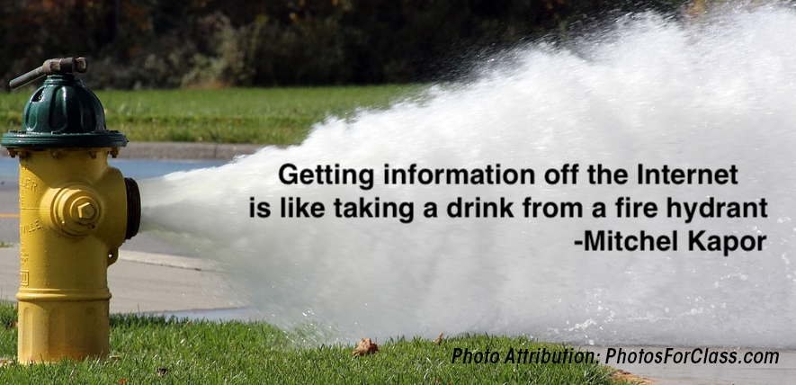 Quote by Mitchel Kapor: Getting information off the Internet is like taking a drink from a fire hydrant.