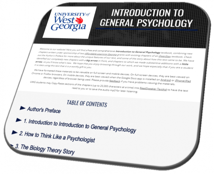 UWG - Introduction to general psychology book cover